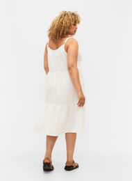 Einfarbiges Trägerkleid aus Baumwolle, Bright White, Model