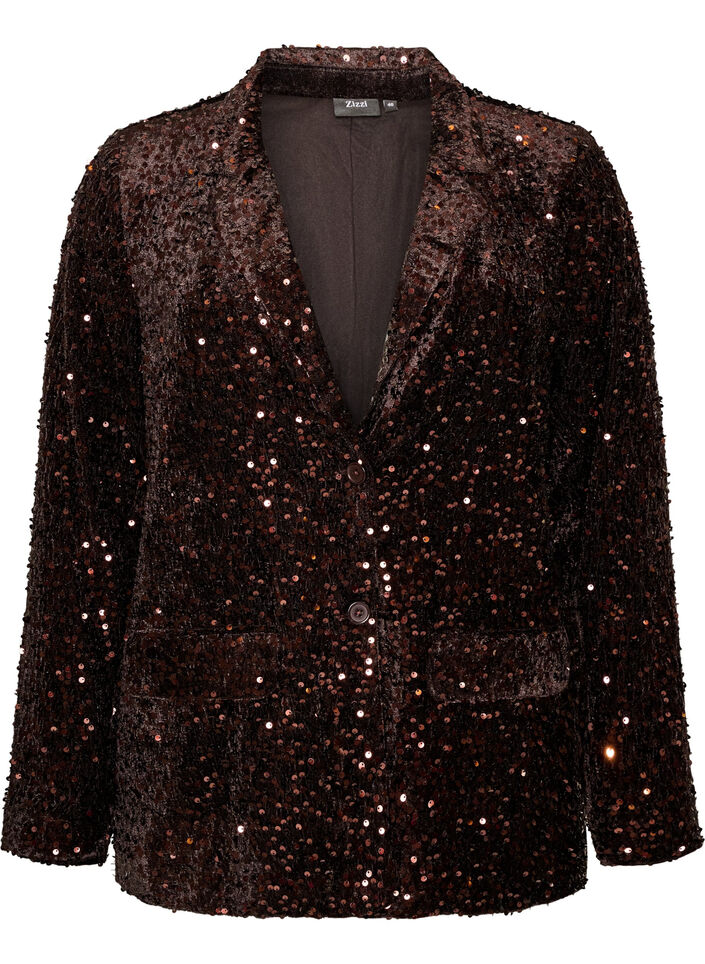 Blazer mit Pailletten, Braun, Packshot