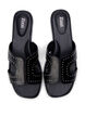 Extra-Weite - Flache Sandalen mit Nieten, Schwarz, Packshot image number 2