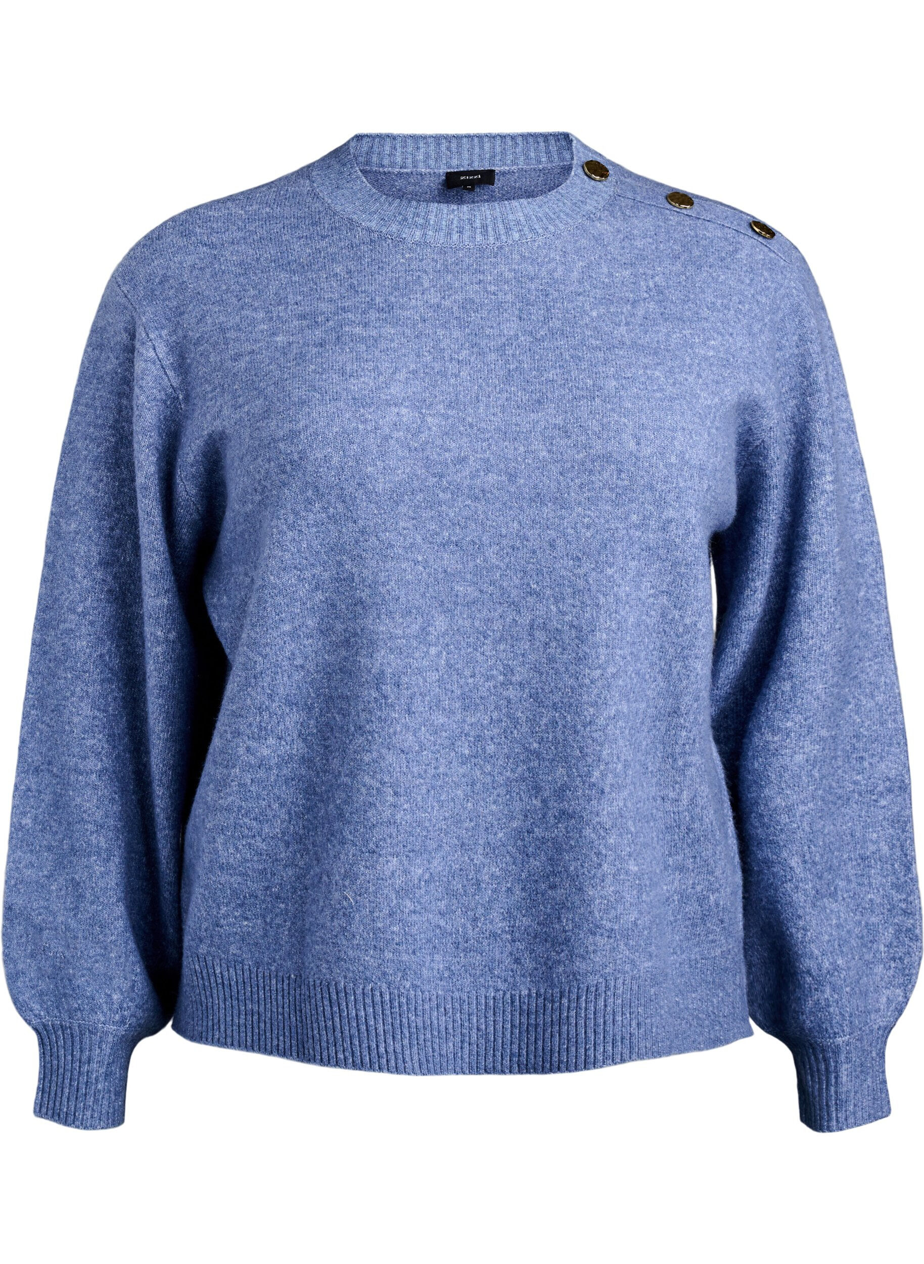 ZizziStrickbluse mit Knopfleiste, Blau, Packshot image number 0