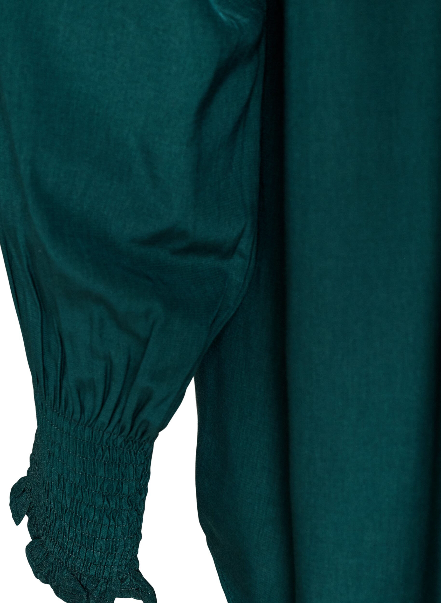 ZizziBluse mit R&uuml;schenkragen und Raffung, Gr&uuml;n, Packshot image number 3