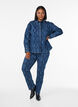 Lockeres Hemd aus Denim mit Schlangenprint, Blau, Model image number 1