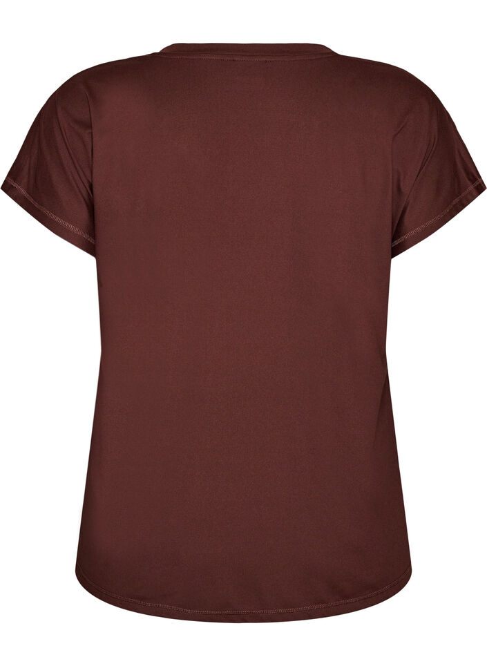 Lockeres Trainings-T-Shirt mit V-Ausschnitt, Braun, Packshot image number 1