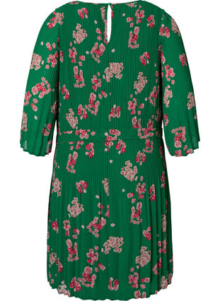 Plisseekleid mit Bindeband und Print, Jolly Green Flower, Packshot image number 1