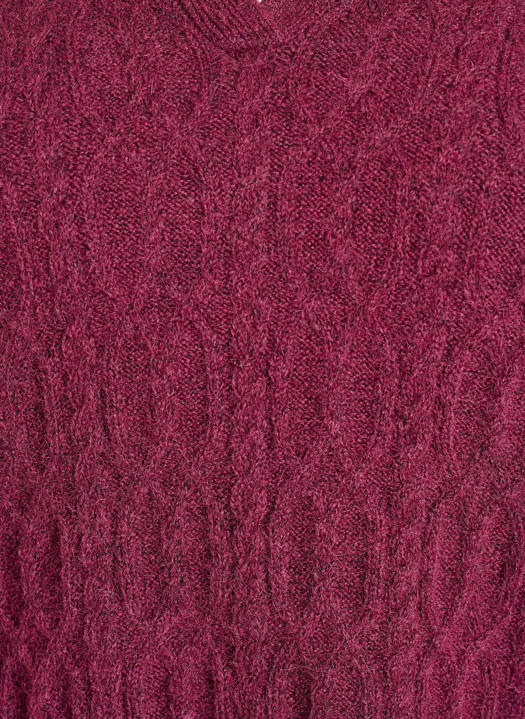 ZizziZopfmusterpullover mit Polokragen, Dunkles Bordeaux, Packshot image number 2