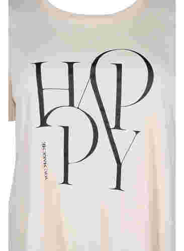 T-Shirt aus Baumwolle mit Textdruck, Buttercream HAPPY, Packshot image number 2