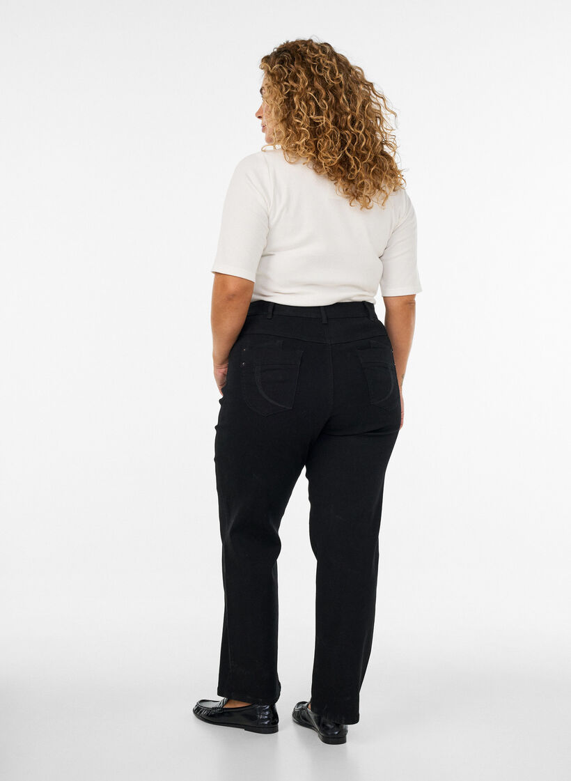 Gemma Jeans mit normaler Passform und hoher Taille, Schwarz, Model image number 1