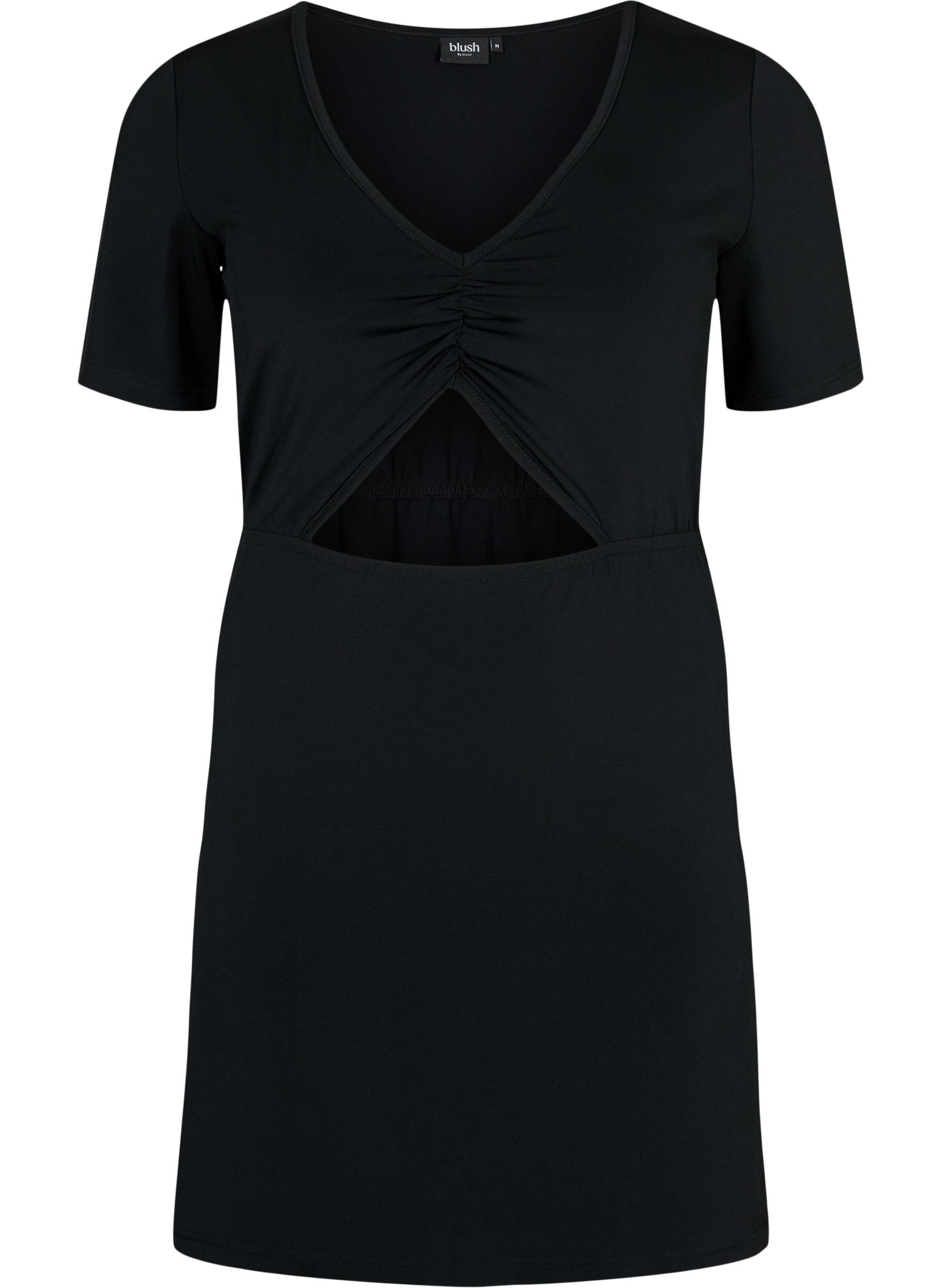 ZizziKurzes Kleid mit Cut-out-Teil, Black, Packshot image number 0