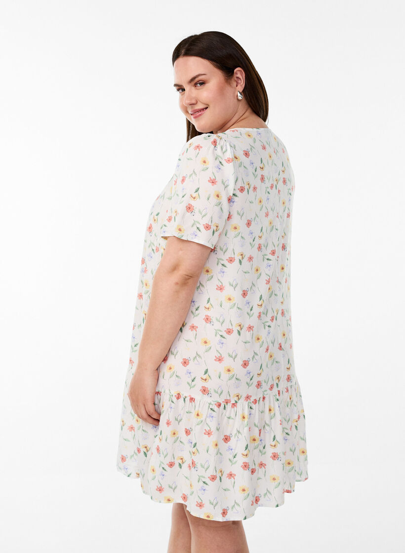 Kleid aus Viskose mit Schnittlinie, Wei&szlig;, Model image number 2