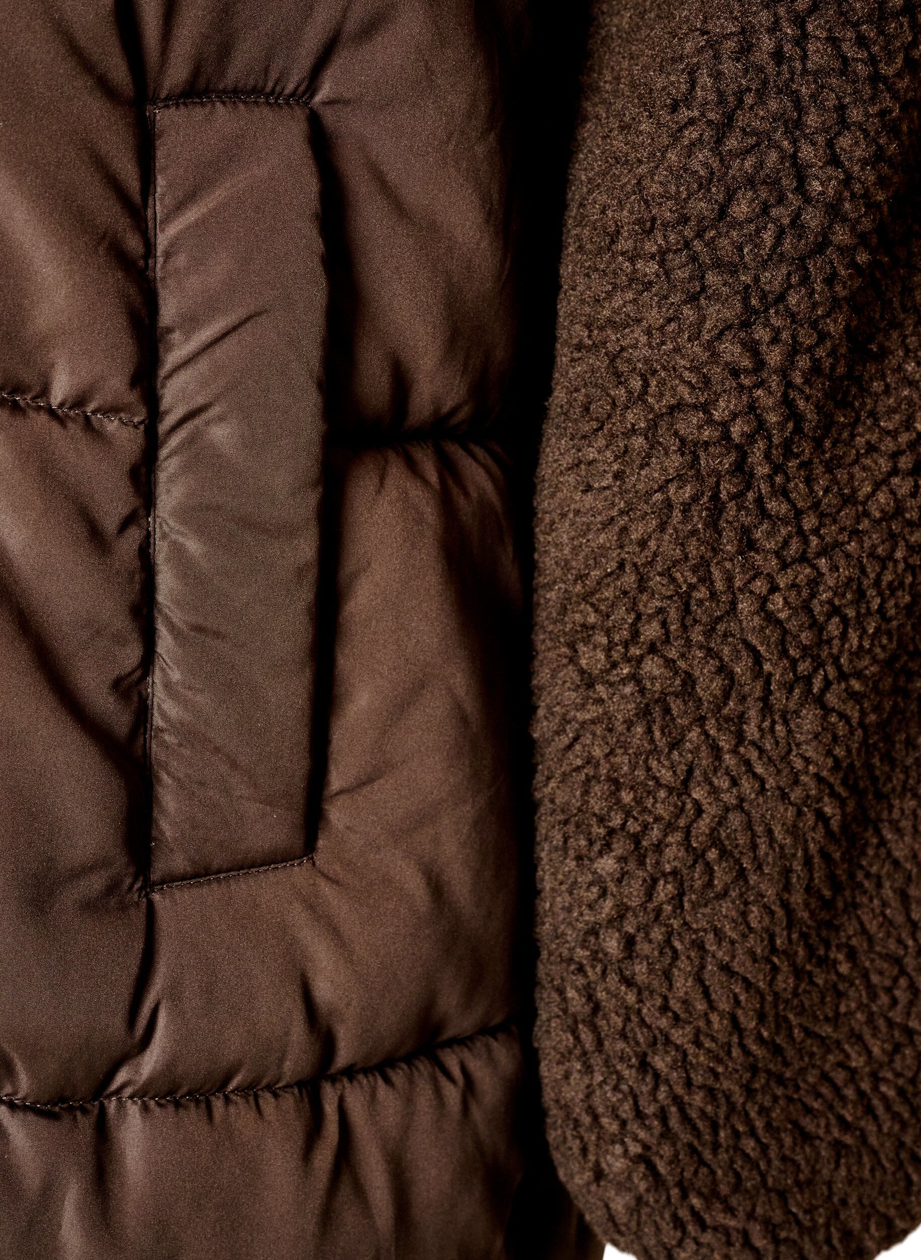 ZizziMittellange Steppjacke mit Teddyfleece, Braun, Packshot image number 3