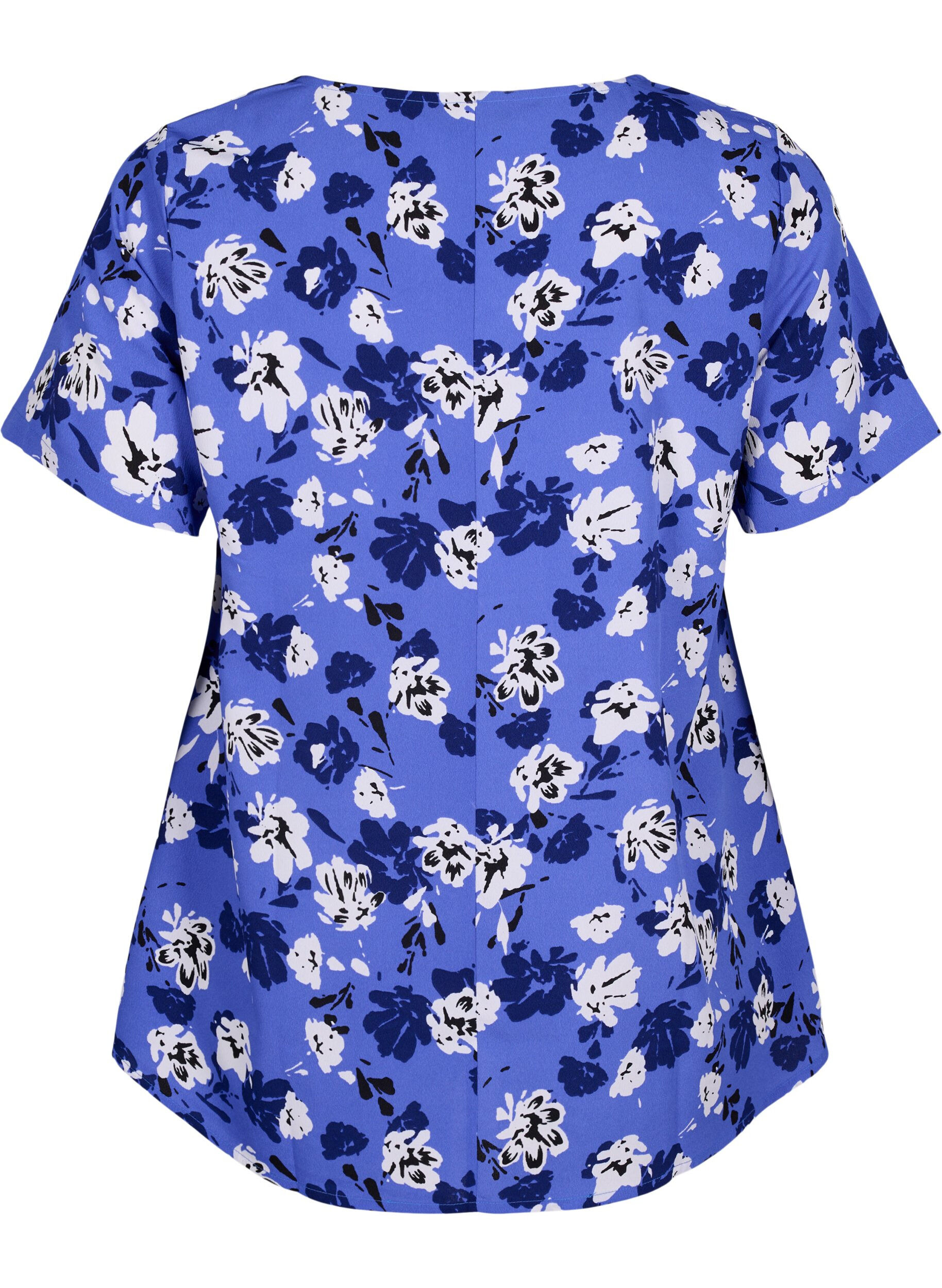 ZizziFLASH &ndash; Kurz&auml;rmelige Bluse mit Print, Amparo Blue Flower, Packshot image number 1