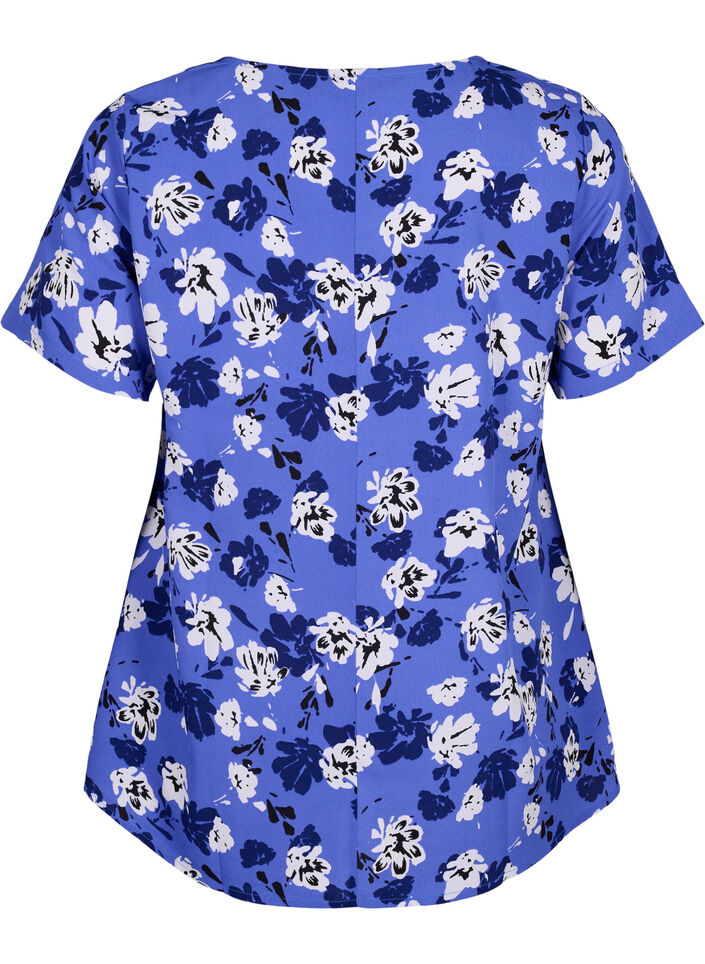 FLASH &ndash; Kurz&auml;rmelige Bluse mit Print, Amparo Blue Flower, Packshot image number 1