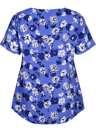 FLASH – Kurzärmelige Bluse mit Print, Amparo Blue Flower, Packshot image number 1
