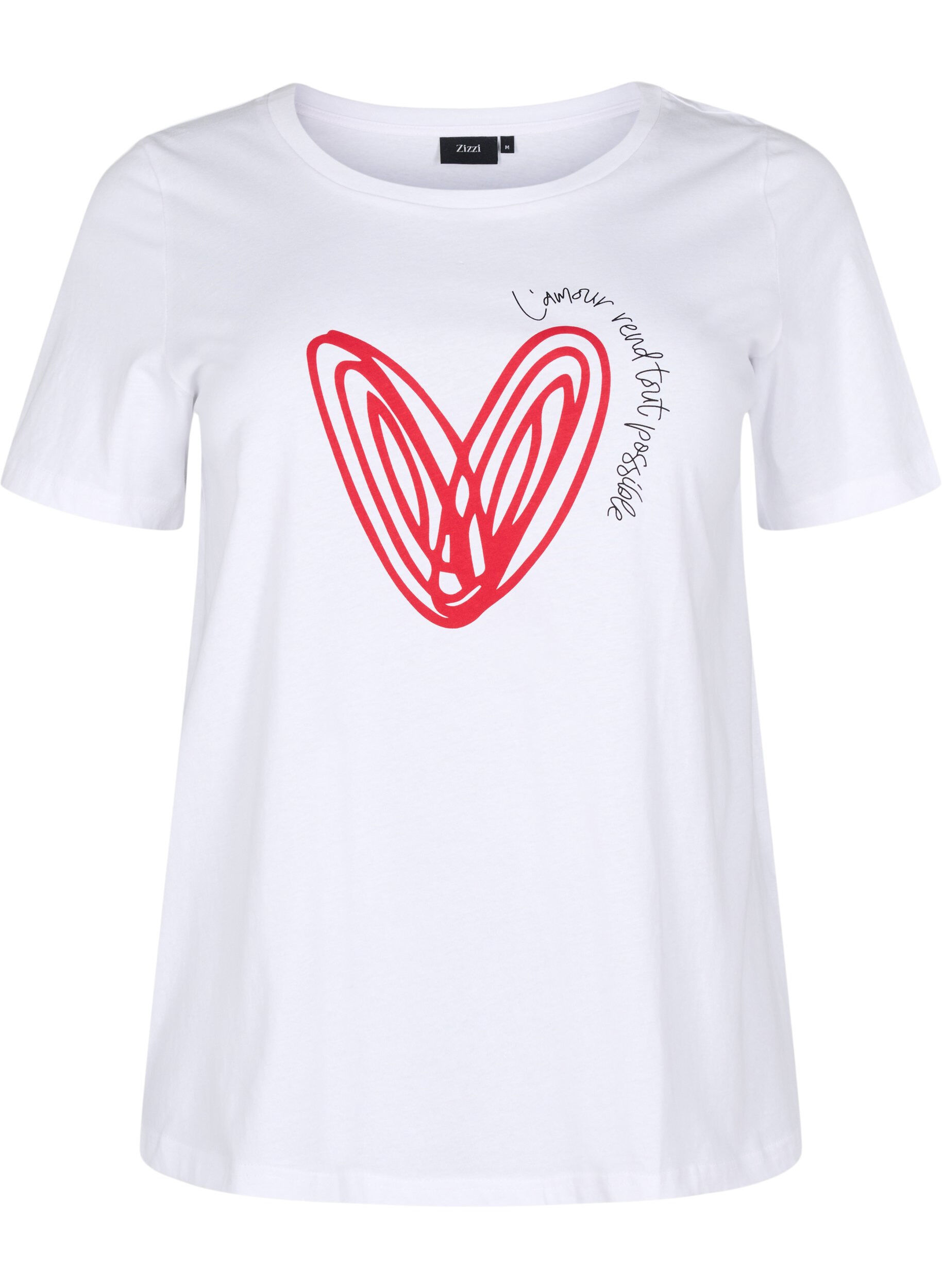 ZizziBaumwoll-T-Shirt mit Motiv, Bright W. w. Heart, Packshot image number 0