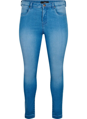 Super Slim Amy Jeans mit hoher Taille, Light blue, Packshot image number 0