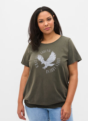 T-Shirt aus Bio-Baumwolle mit Smock, Ivy Acid Eagle AS S, Model image number 0