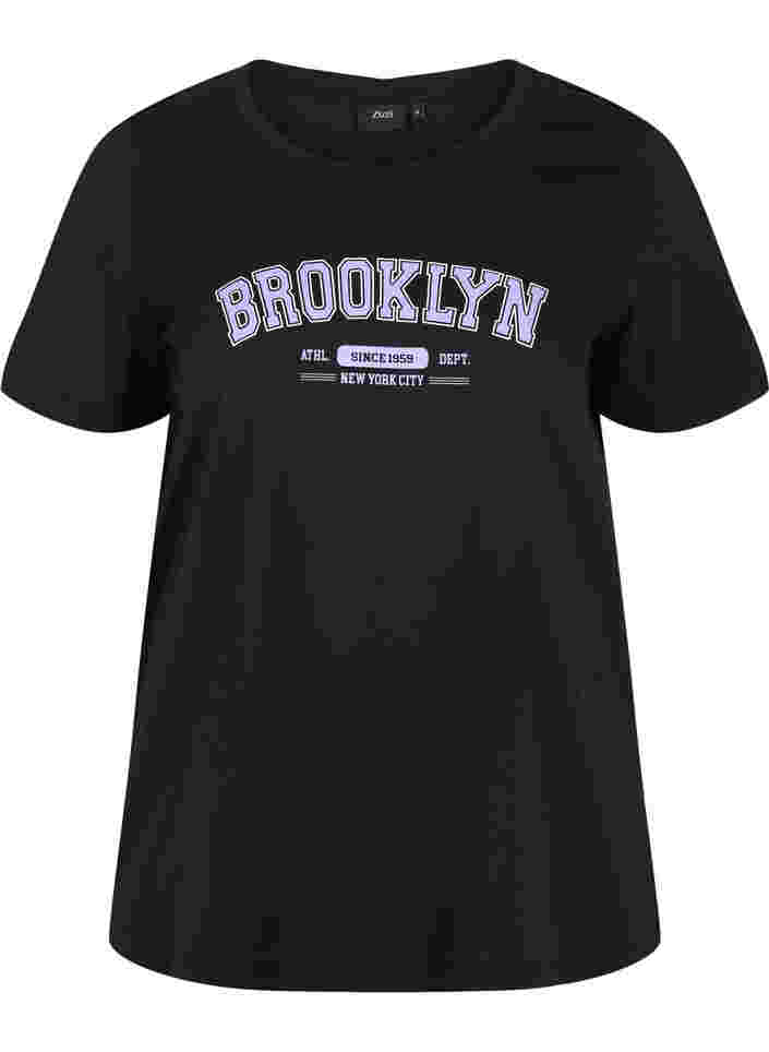 Baumwoll-T-Shirt mit Aufdruck, Black Brooklyn, Packshot image number 0