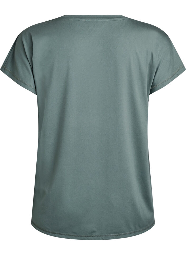 Lockeres Trainings-T-Shirt mit V-Ausschnitt, Gr&uuml;n, Packshot image number 1