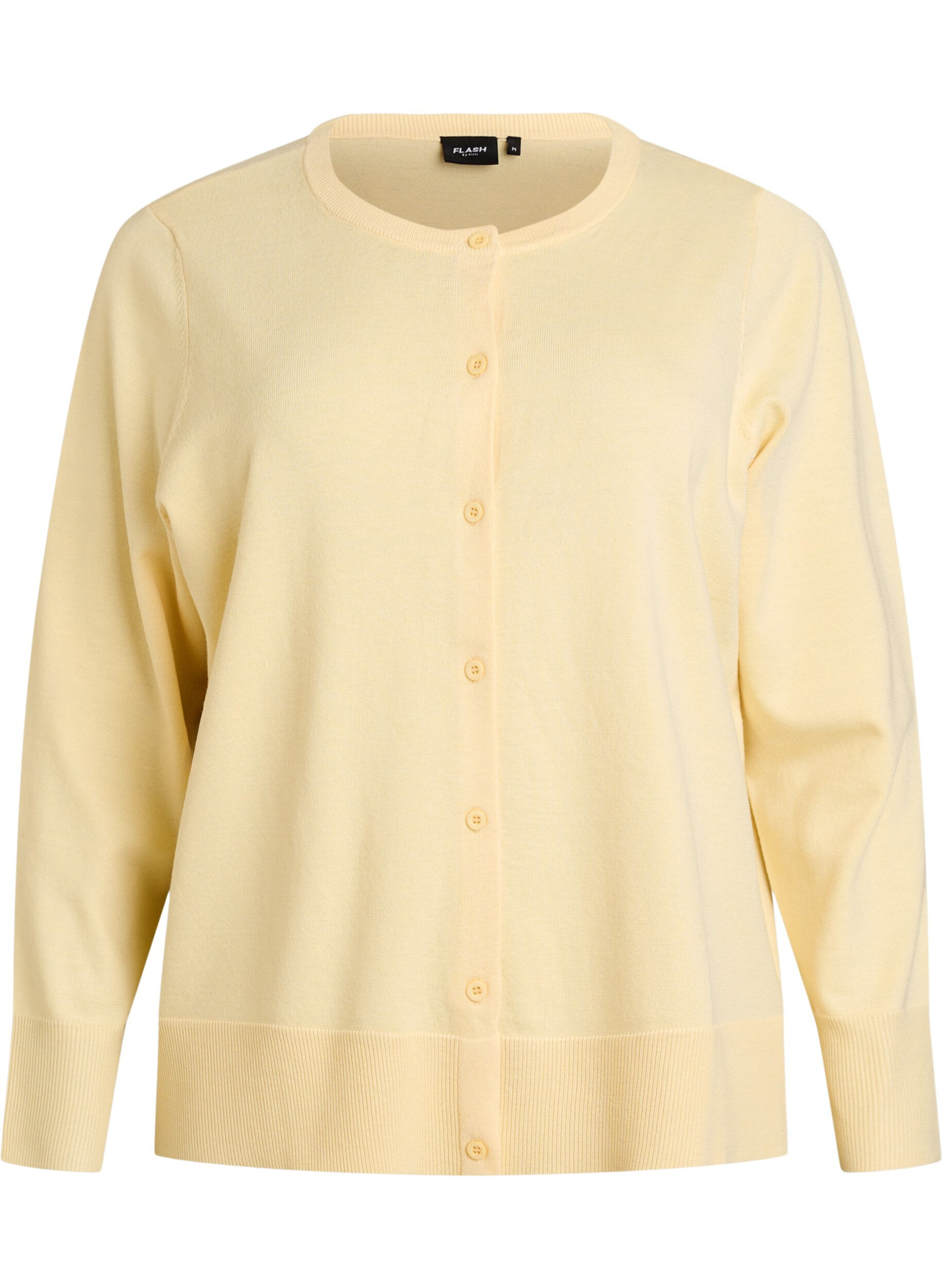 ZizziFeinstrick-Strickjacke mit Rundhalsausschnitt, Gelb, Packshot image number 0