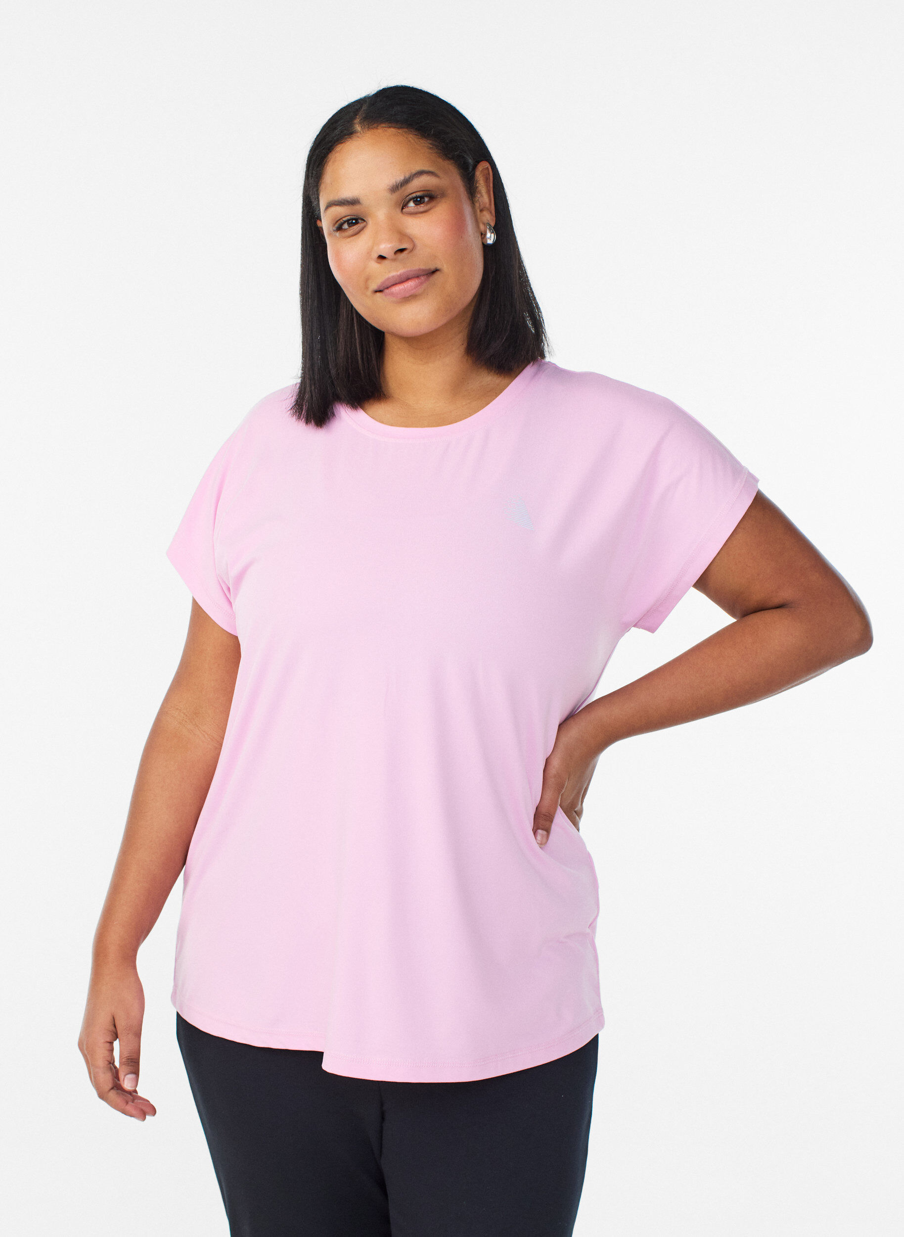 Einfarbiges Trainings-T-Shirt, Pink, Model