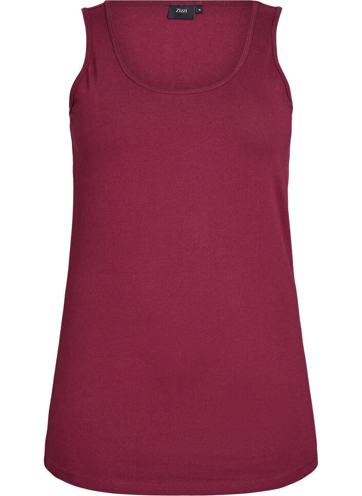 Solide Farbe Grundoberteil aus Baumwolle., Dunkles Bordeaux, Packshot image number 0