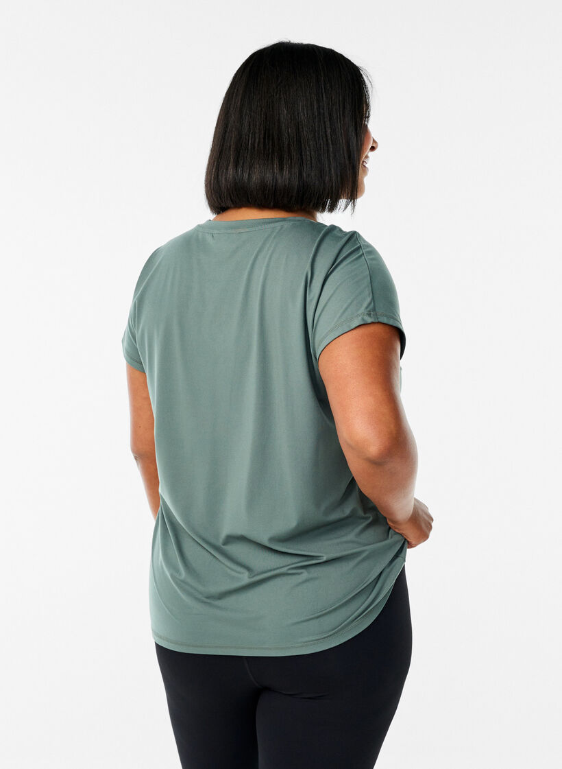 Lockeres Trainings-T-Shirt mit V-Ausschnitt, Gr&uuml;n, Model image number 2
