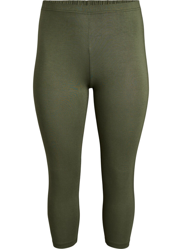 Basic 3/4-Leggings aus Viskose, Gr&uuml;n, Packshot image number 0