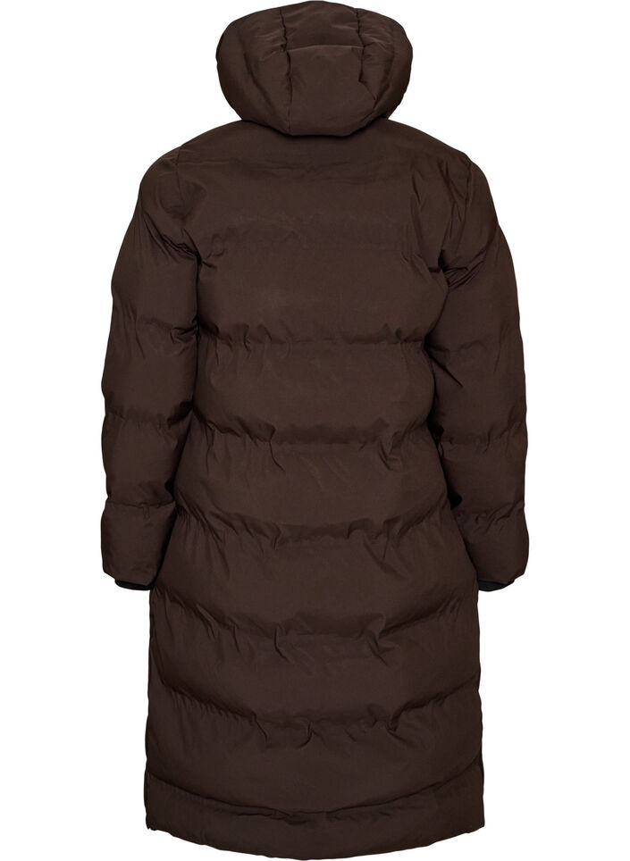Langer Winter-Steppmantel mit Kapuze, Braun, Packshot image number 1