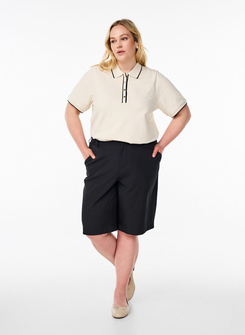 Poloshirt mit kurzen Ärmeln, Beige, Model image number 1