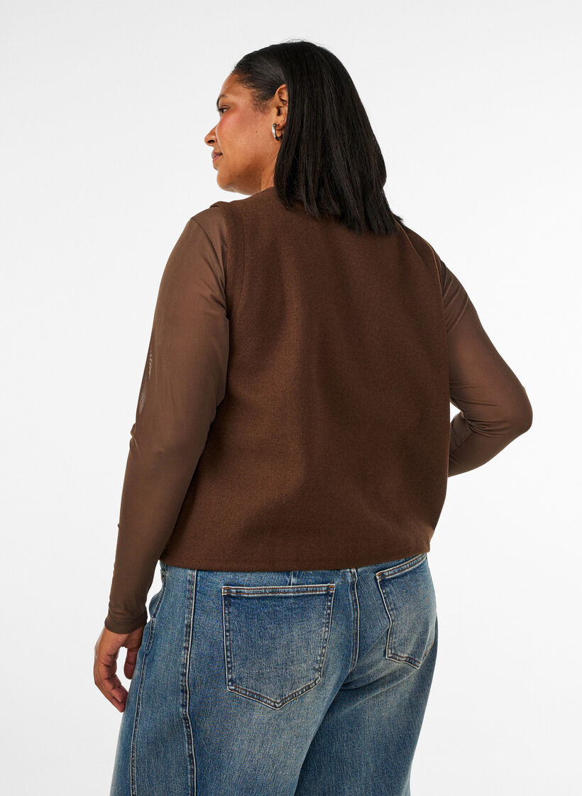 Meshbluse mit langen &Auml;rmeln, Braun, Model image number 2
