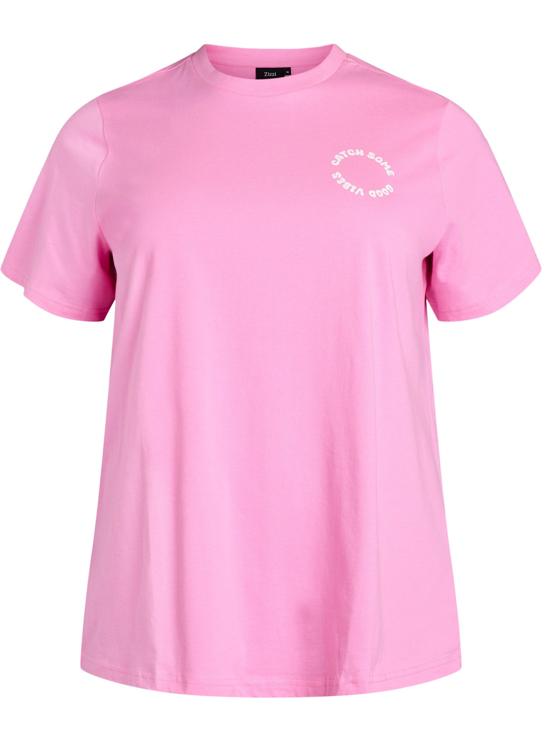 ZizziT-Shirt aus Bio-Baumwolle mit Textmotiv, Pink, Packshot image number 0