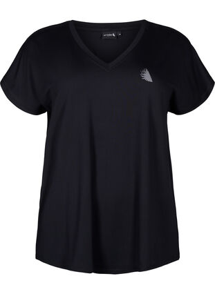 Lockeres Trainings-T-Shirt mit V-Ausschnitt, Black, Packshot image number 0