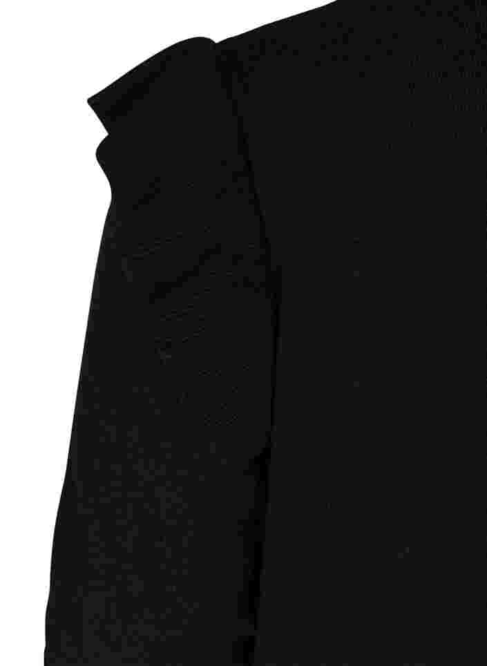 Strickcardigan mit Rüschen und Taschen, Black, Packshot image number 3