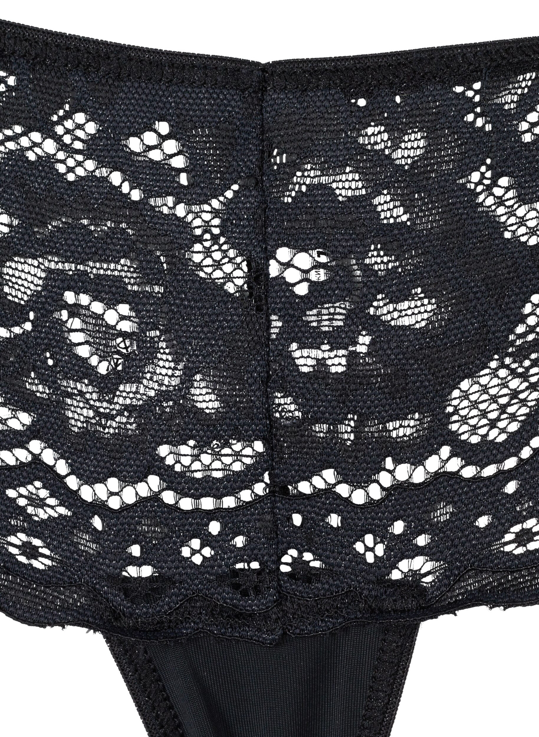 Zizzi3er-Pack G-String mit Spitze, Schwarz, Packshot image number 3