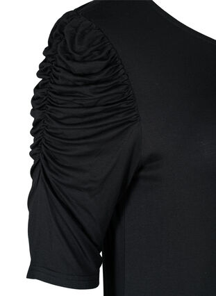 Einfarbiges Kleid aus Viskose mit 2/4-Ärmeln, Black, Packshot image number 3
