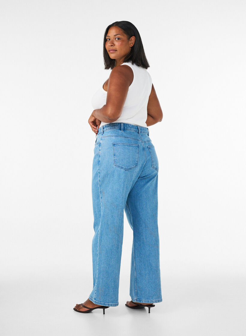 Wide-Leg-Jeans mit hoher Taille, Blau, Model image number 1