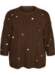 Strickbluse mit kleinen Stickmotiven, Braun, Packshot image number 0