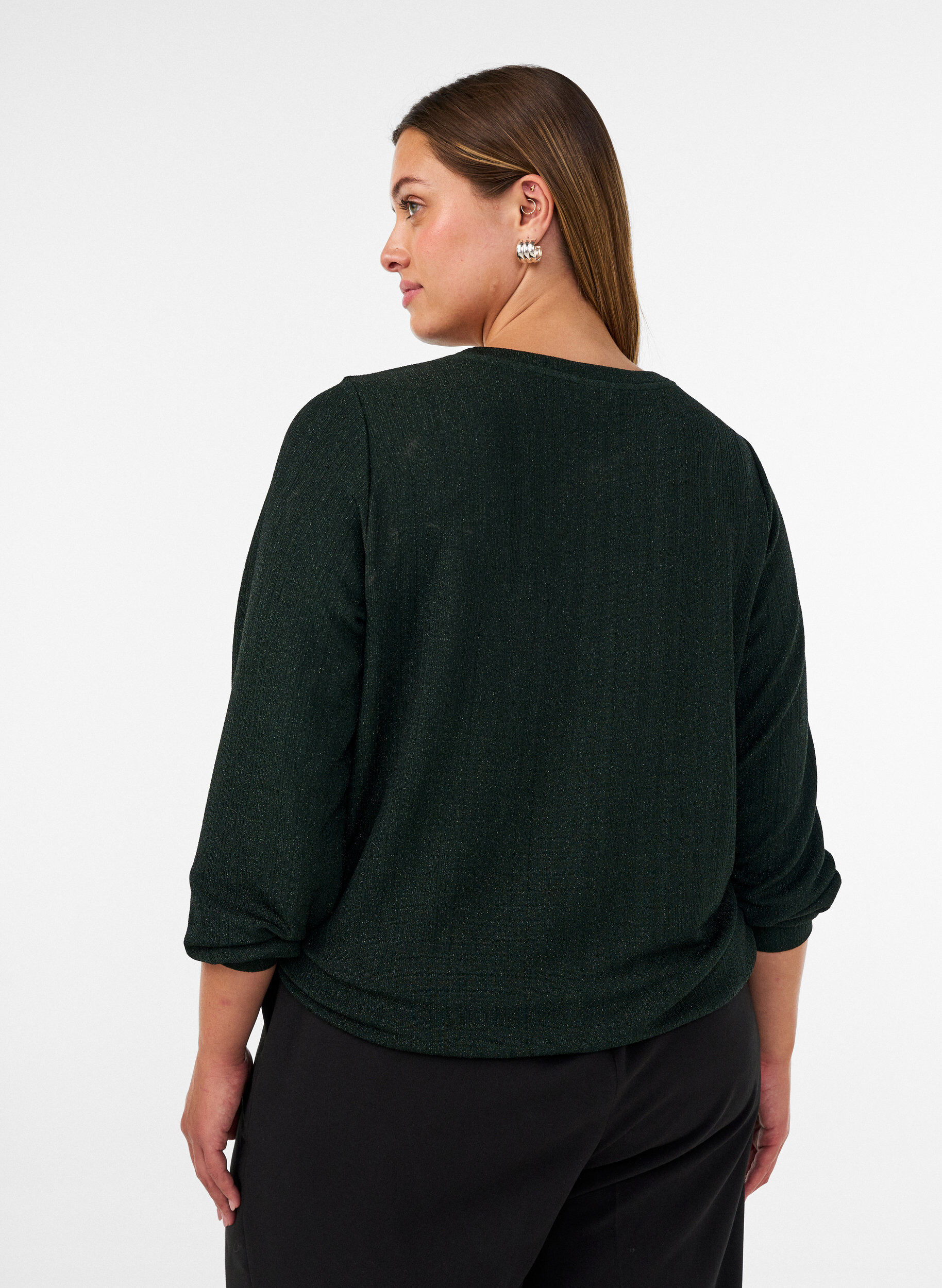 ZizziBluse mit vertikaler Struktur und Glitzerfaden, Gr&uuml;n, Model image number 2
