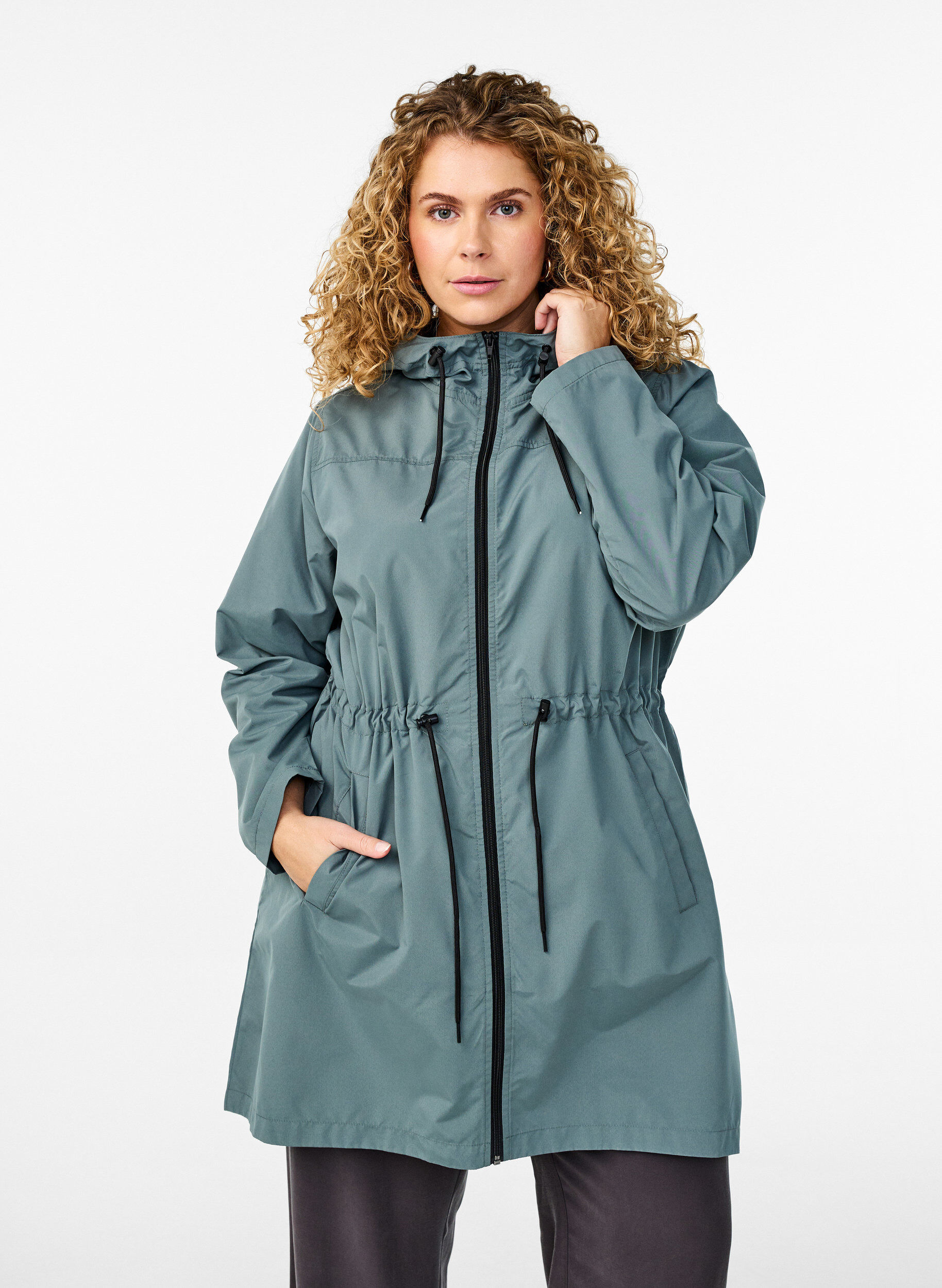FLASH - Wasserabweisender Parka mit Kapuze, Gr&uuml;n, Model