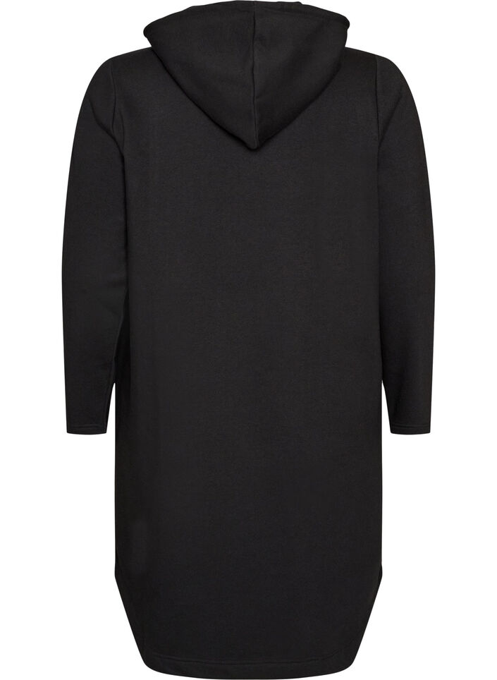 Kapuzen-Sweatkleid mit Taschen, Schwarz, Packshot image number 1