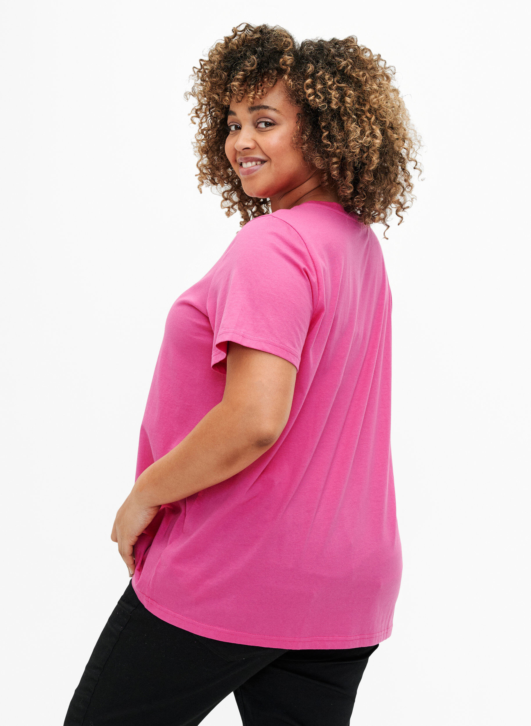 ZizziT-Shirt aus Baumwolle mit goldener Aufschrift, R.Sorbet w.Gold Love, Model image number 1