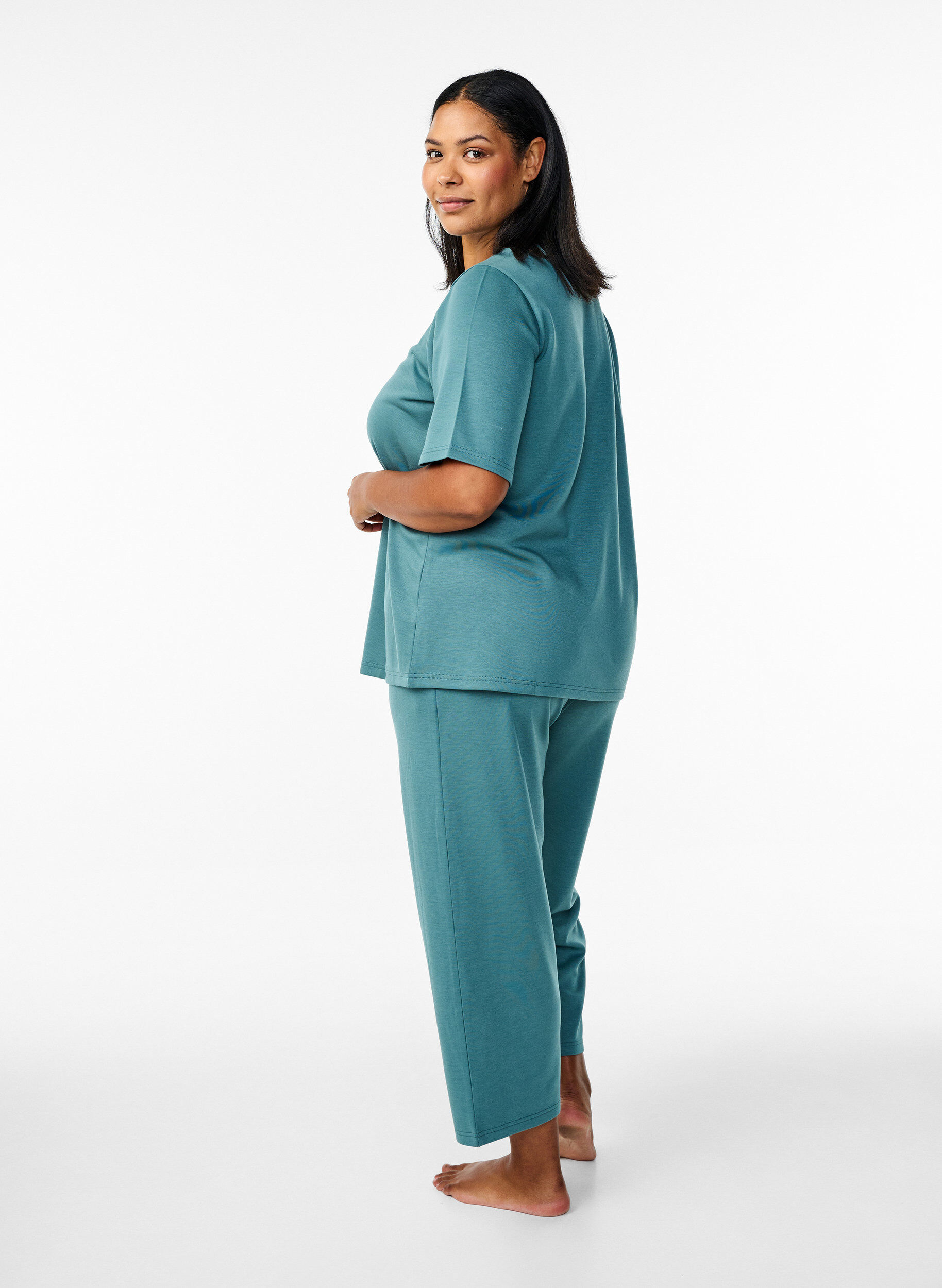 Zizzi7/8-Hose aus Modalmix mit Taschen, Gr&uuml;n, Model image number 1