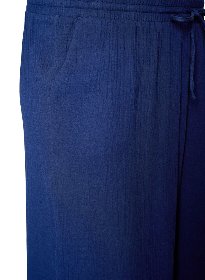 Culotte-Hose aus Baumwollmusselin mit hohem Bund, Blau, Packshot image number 2