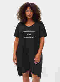 Nachthemd aus Baumwolle mit Print, Black w. Gold Foil, Model