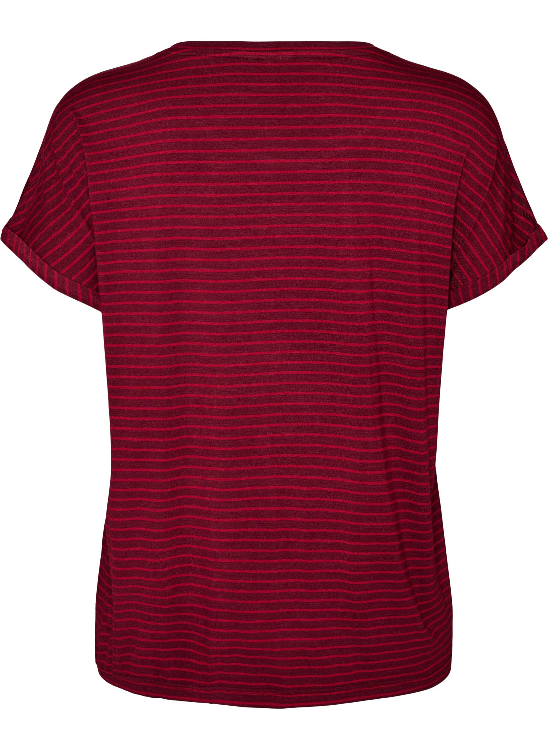 ZizziGestreiftes T-Shirt aus Viskose mit Rundhalsausschnitt, Rot, Packshot image number 1