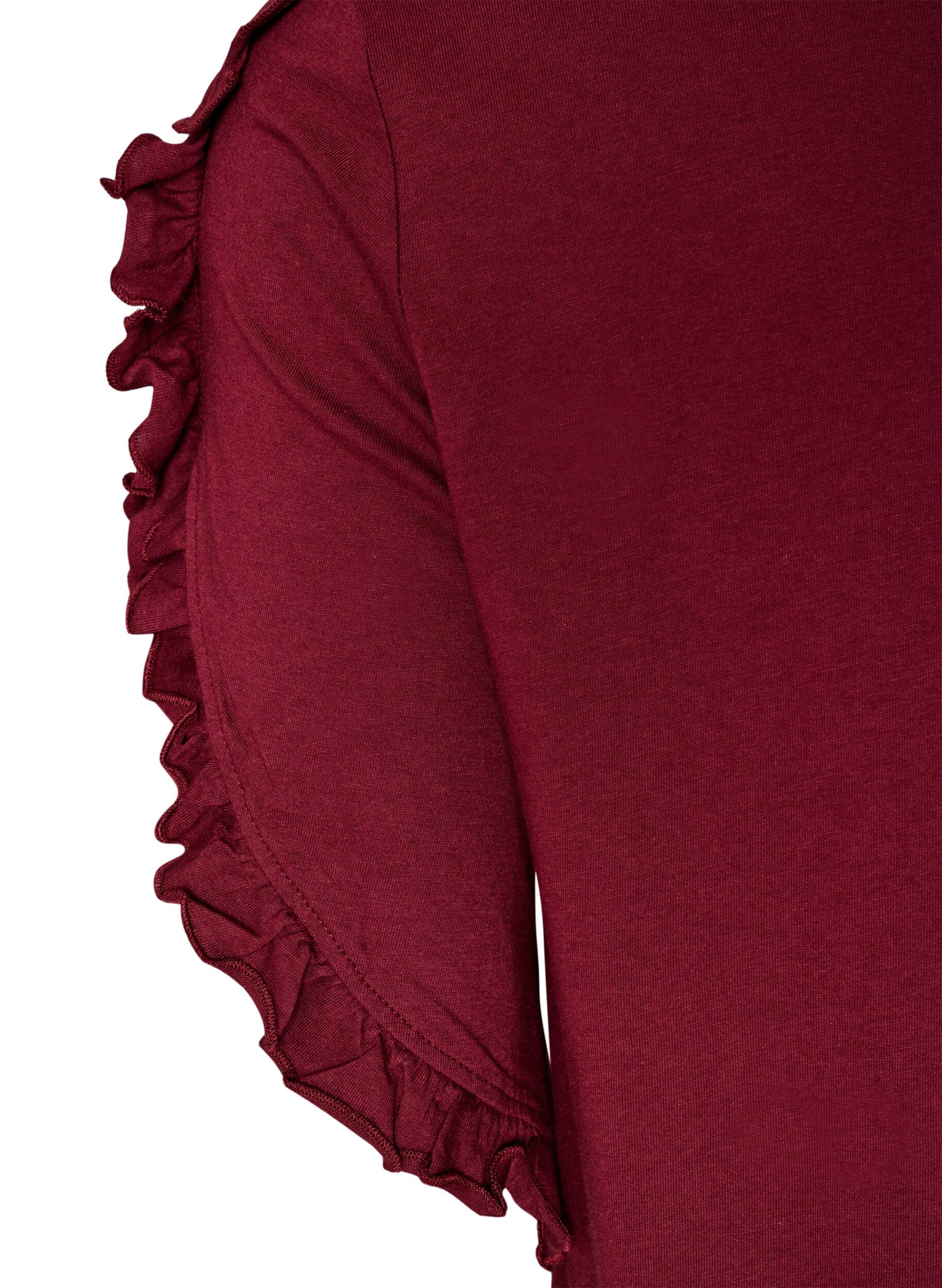 ZizziNachthemd aus Bio-Baumwolle mit R&uuml;schen&auml;rmeln, Rot, Packshot image number 3