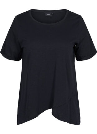 Baumwoll-T-Shirt mit kurzen Ärmeln, Black, Packshot image number 0