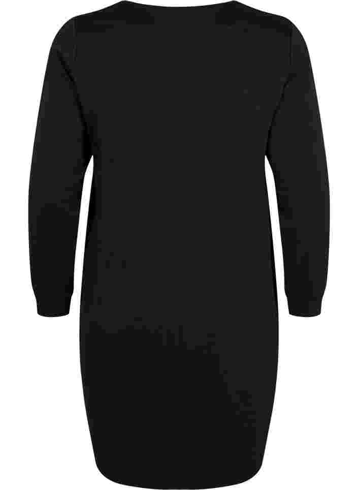 Pulloverkleid mit V-Ausschnitt, Black, Packshot image number 1