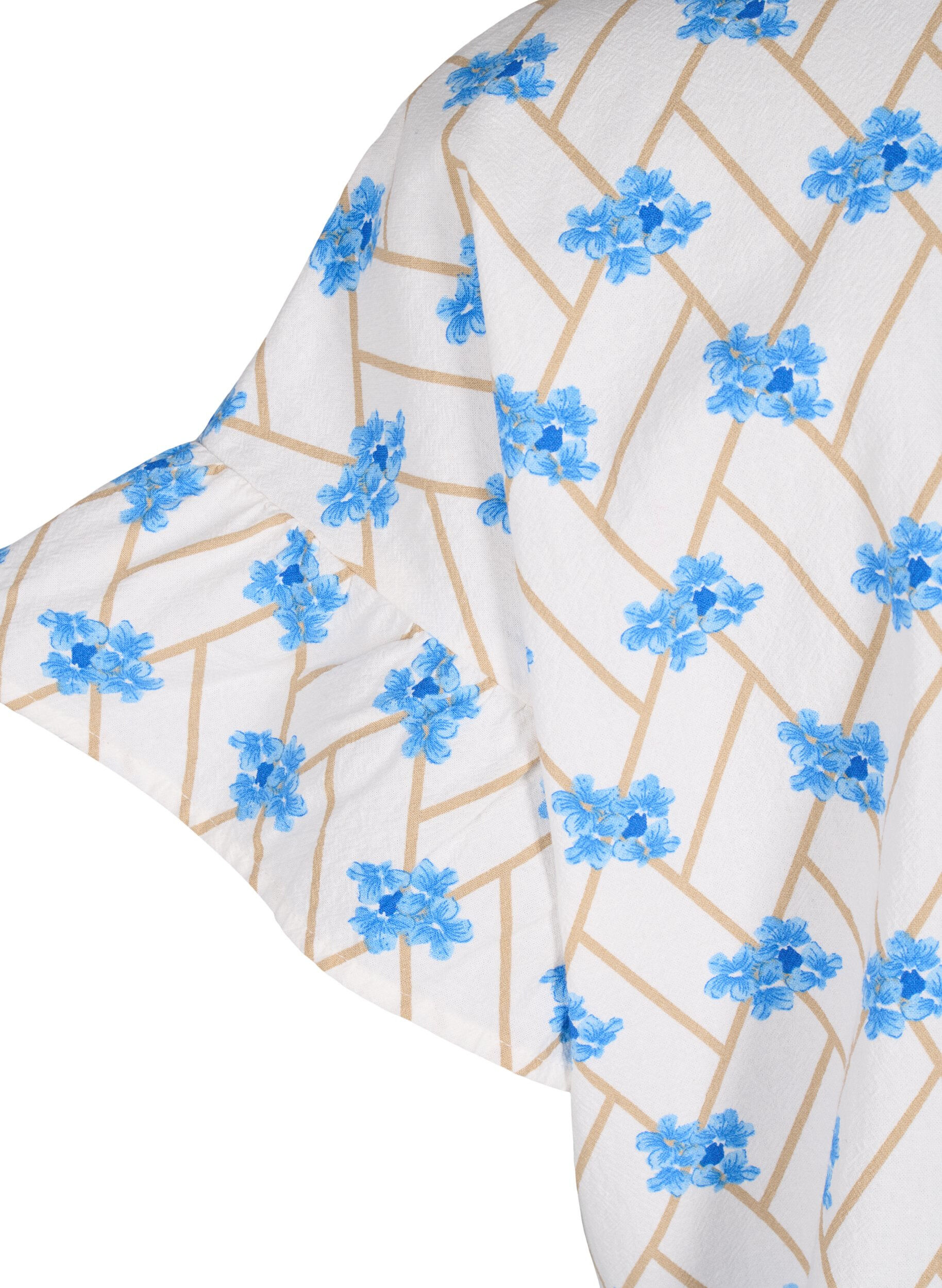 ZizziGebl&uuml;mte Tunika aus Baumwolle, Snow White Flower, Packshot image number 3