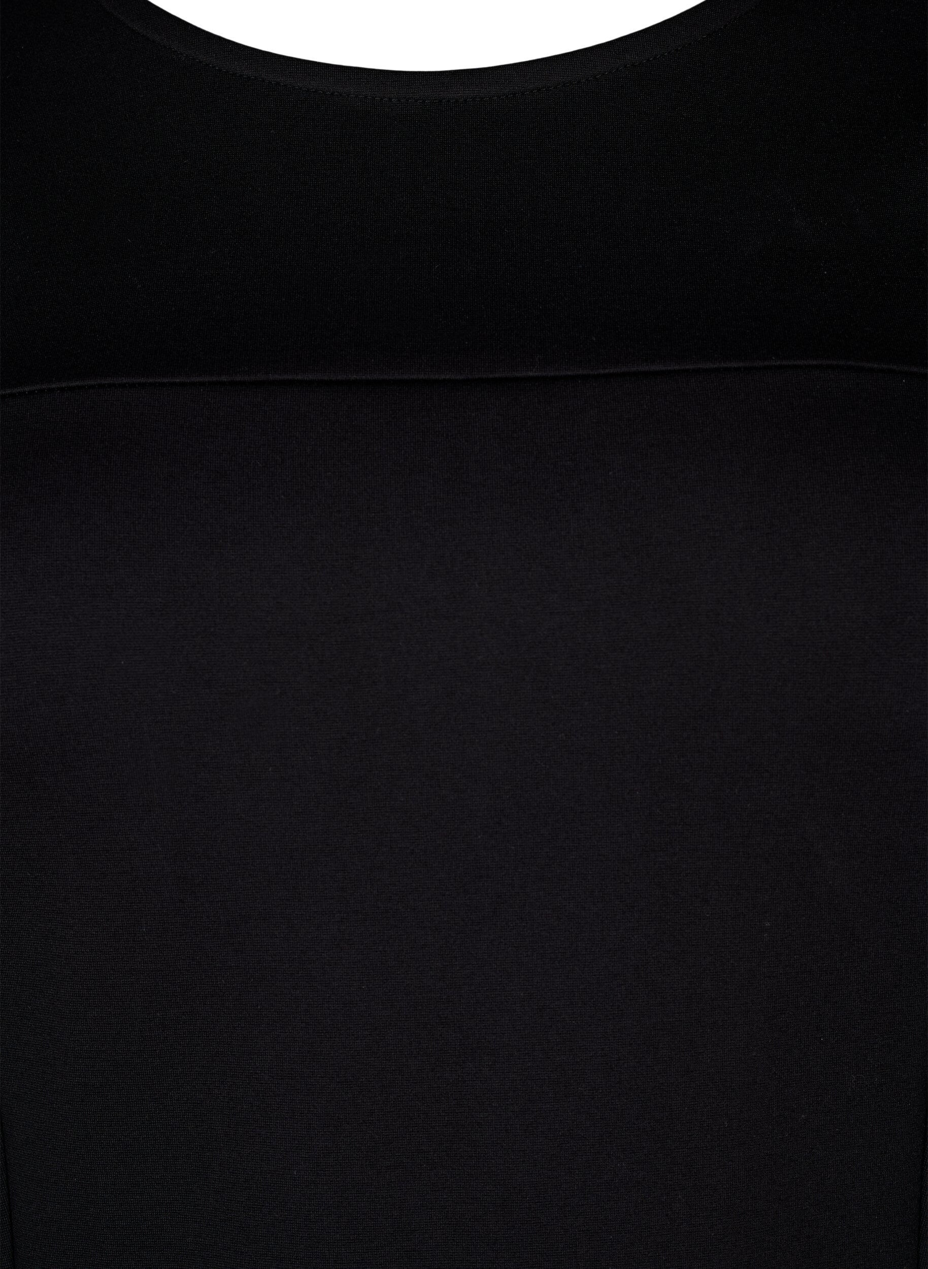ZizziA-f&ouml;rmiges Kleid mit 3/4-&Auml;rmeln, Schwarz, Packshot image number 2